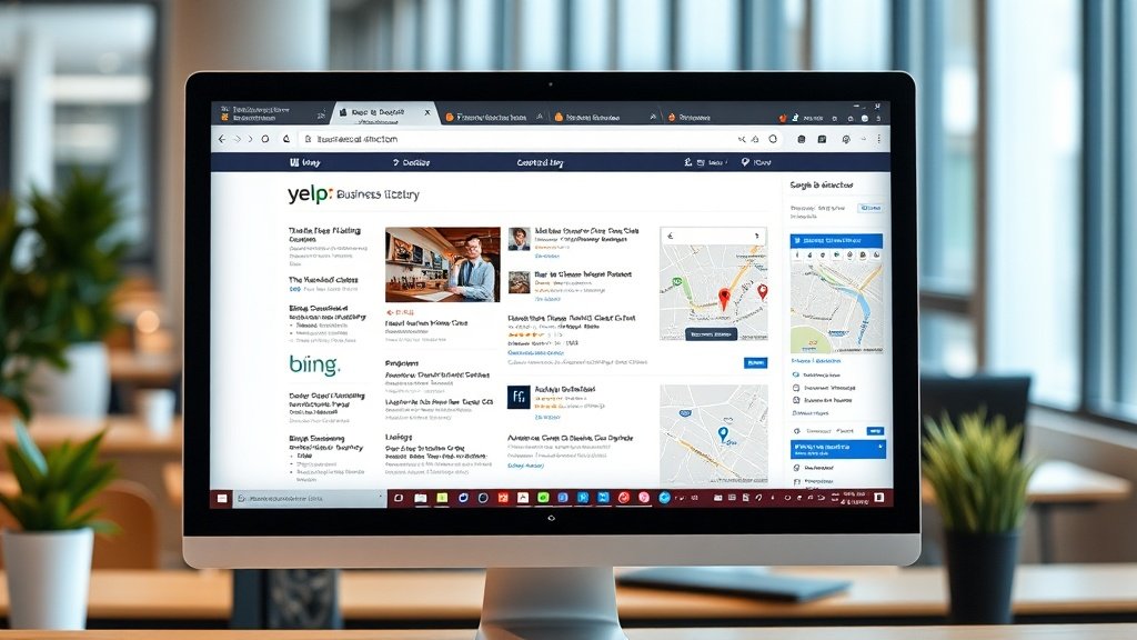 Business directory listings on screen