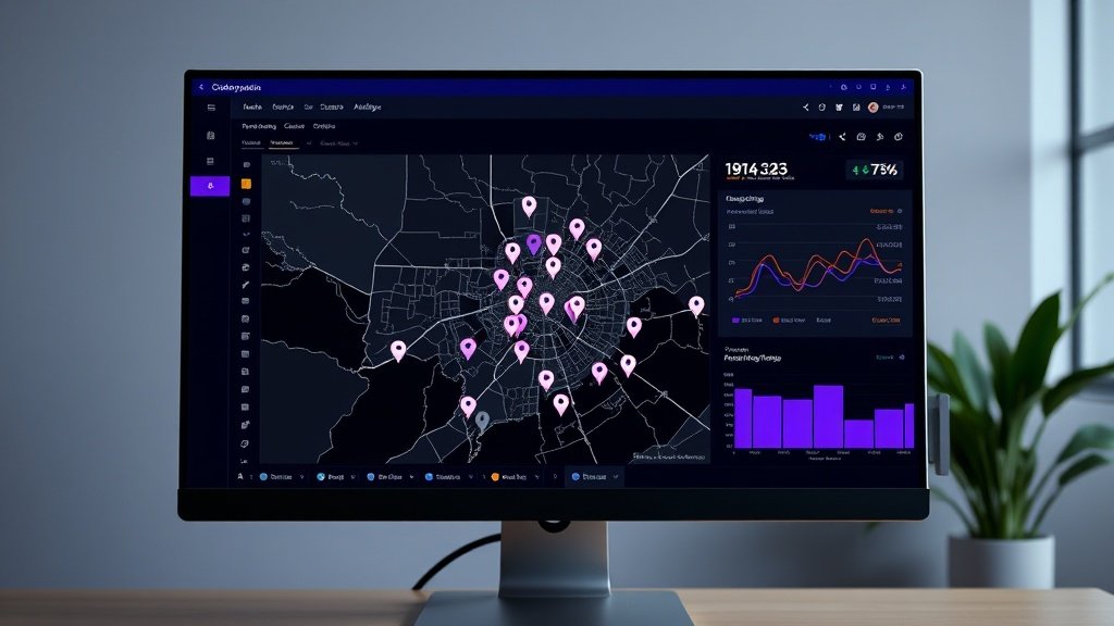 Houston map with ranking pins and analytics